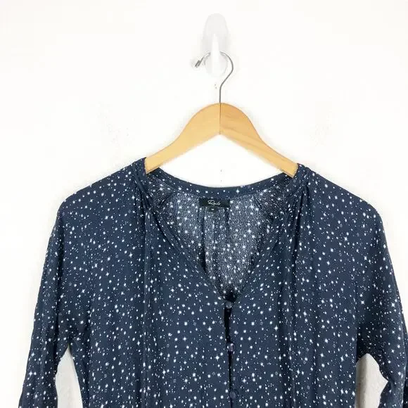 Rails Jasmine Star Print Mini Dress Navy Nova Size Medium Smocked Long Sleeve - Picture 4 of 12